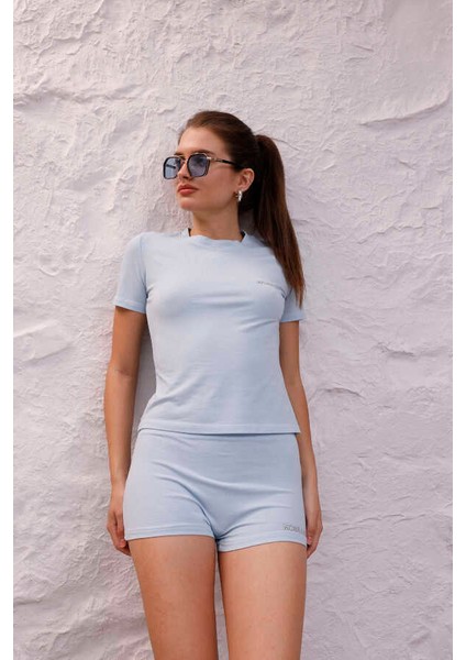 Kadın Açık Mavi Şort Takım MSC4021