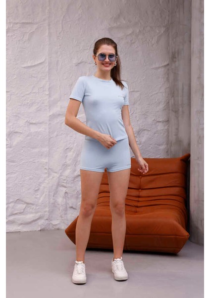 Kadın Açık Mavi Şort Takım MSC4021 modelleri