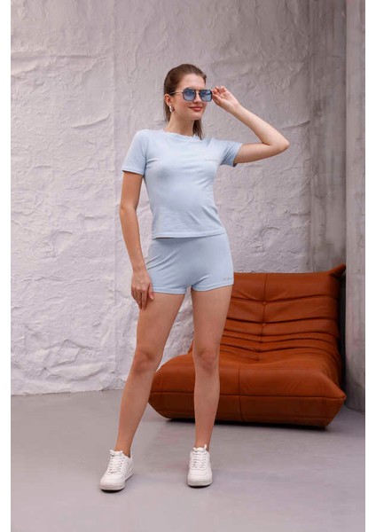 Kadın Açık Mavi Şort Takım MSC4021 fırsatları