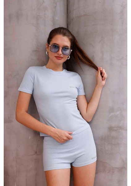 Kadın Açık Mavi Şort Takım MSC4021 indirimleri