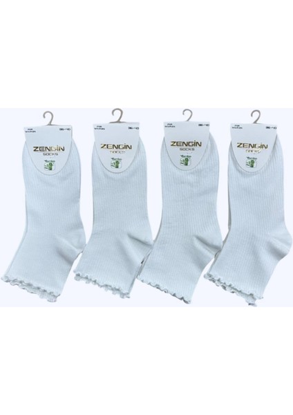 Kadın Bamboo 4'lü Fırfırlı Kısa Konç 3211 B