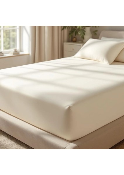 Odin 300 Tc Pamuk Saten King Size Lastikli Çarşaf Ekru