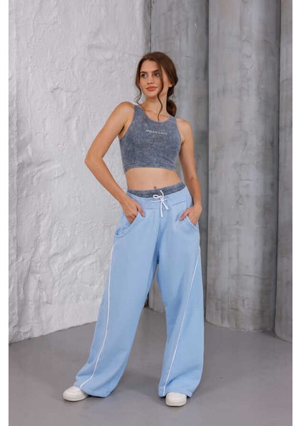 Kadın Mavi Oversize Eşofman Altı Msc 409ALT