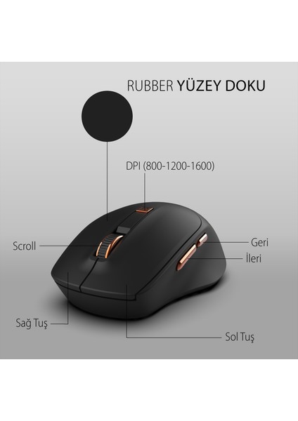 IWM-244R 2.4ghz Kablosuz Optik Mouse | Ergonomik Tasarım, Sessiz Tuşlar, 6d Fonksiyon | 800-1600 Dpı Ayarlanabilir Çözünürlük | Tak-Çalıştır Nano Alıcı | Windows & Mac Os Uyumlu modelleri