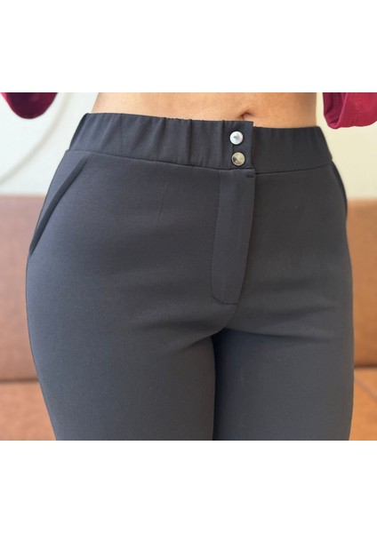 Kadın Büyük Beden Paça Çıtçıt Detay Fermuarlı Bilek Boy Likralı Çelik Pantolon modelleri