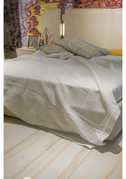 Premium %100 Pamuk Çift Kişilik Yazlık Pike, Yatak Örtüsü,terletmez Kumaş(Beyaz RENK)(240X200CM)