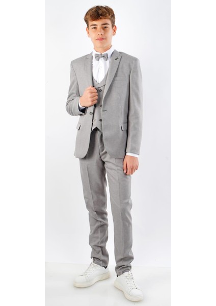 Erkek Çocuk Ceket Gömlek Pantolon Papyon Yelekli Takım Elbise 5735-5-16 Yaş Arası modelleri