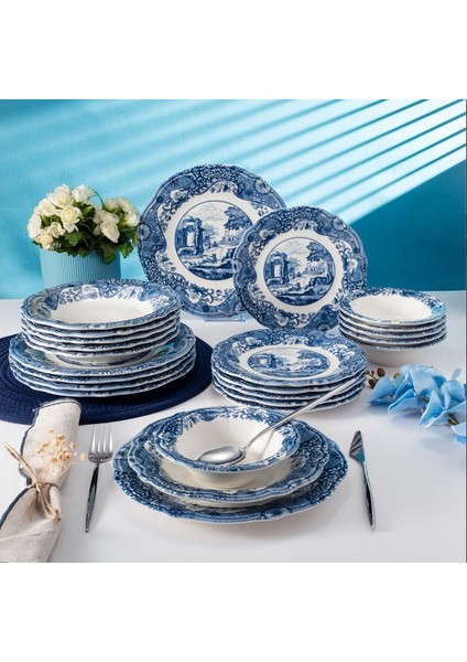 Vintage Blue 24 Parça Yemek Takımı modelleri