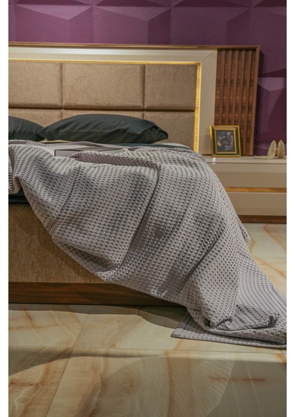 Premium %100 Pamuk Çift Kişilik Yazlık Pike, Yatak Örtüsü, Terletmez Kumaş(Gri Renk) (240X200CM) fiyatları
