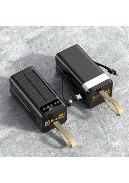 Solar 50.000 Mah Güneş Enerjili LED Işıklı Powerbank Şarj Aleti 4xusb Çıkış Çoklu Şarj Çıkışı Kablo modelleri