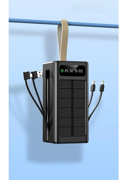 Solar 50.000 Mah Güneş Enerjili LED Işıklı Powerbank Şarj Aleti 4xusb Çıkış Çoklu Şarj Çıkışı Kablo fırsatları