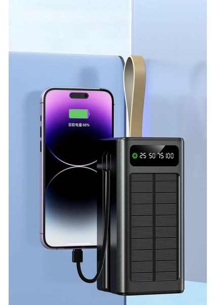 Solar 50.000 Mah Güneş Enerjili LED Işıklı Powerbank Şarj Aleti 4xusb Çıkış Çoklu Şarj Çıkışı Kablo indirimleri