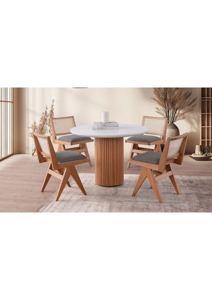 Miles Iskandinav Natural Ahşap Bohem Masa Sandalye Takımı 100X100 fiyatları