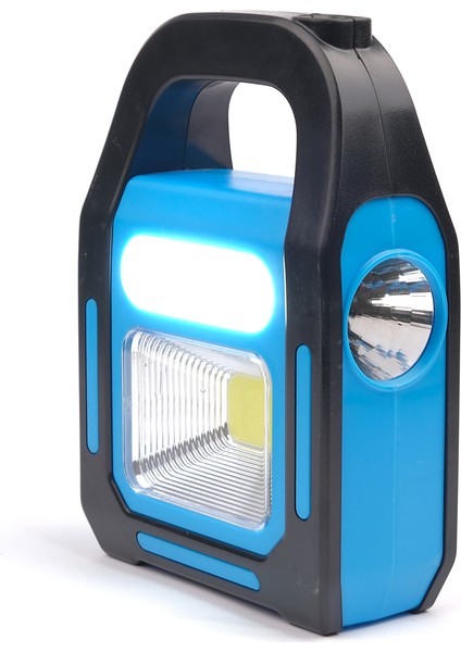 HB-9707A-1 3 Kademeli USB Çıkışlı Şarjlı Mavi Solar Lamba