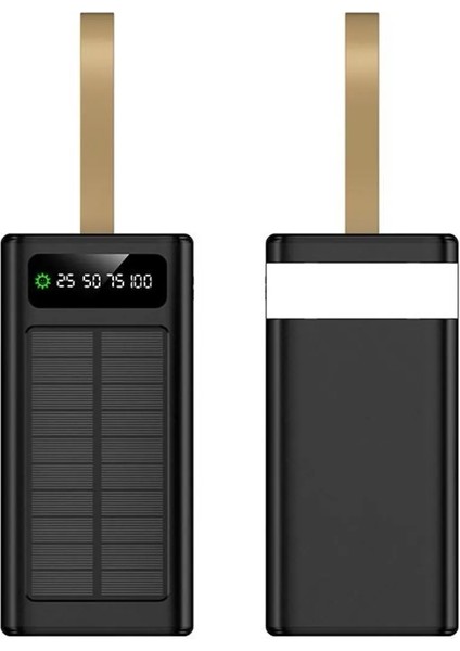 Solar 30.000 Mah Güneş Enerjili LED Işıklı Powerbank Şarj Aleti 4xusb Çıkış Çoklu Şarj Çıkışı Kablo