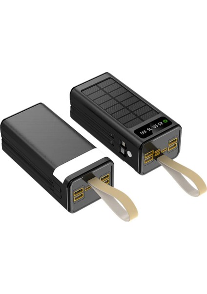 Solar 30.000 Mah Güneş Enerjili LED Işıklı Powerbank Şarj Aleti 4xusb Çıkış Çoklu Şarj Çıkışı Kablo