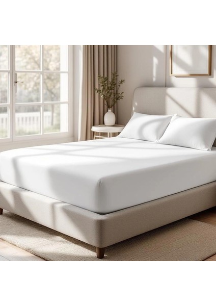 Soho 200 Tc Pamuk Perkal King Size Lastikli Çarşaf Beyaz