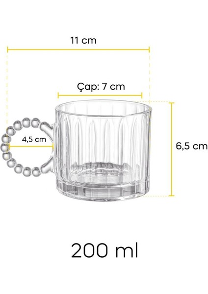 Ringo Line Füme 4'lü 200ML Boncuk Kulplu Kupa fırsatları