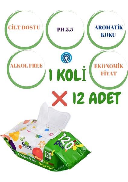Islak Mendil 120 Li X 12 ADET fiyatları