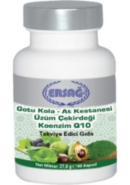 Gotu Kola, At Kestanesi, Üzüm Çekirdeği Ve Koenzim Q10 60 Kapsül