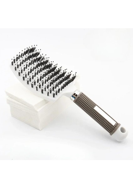 Büyük Kavisli Tarak Kaburga Tarak Domuz Kılı Anti-Statik Kavisli Masaj Tarağı Dokuz Sıra Tarak Kıvırcık Saç Şekillendirici Plastik Tarak (Yurt Dışından)