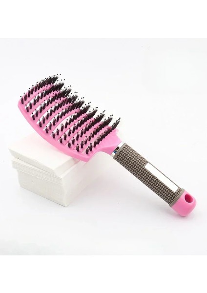 Büyük Kavisli Tarak Kaburga Tarak Domuz Kılı Anti-Statik Kavisli Masaj Tarağı Dokuz Sıra Tarak Kıvırcık Saç Şekillendirici Plastik Tarak (Yurt Dışından)