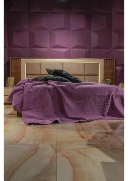 Premium %100 Pamuk Çift Kişilik Yazlık Pike, Yatak Örtüsü,terletmez Kumaş(Mor Renk) (240X200CM) fırsatları