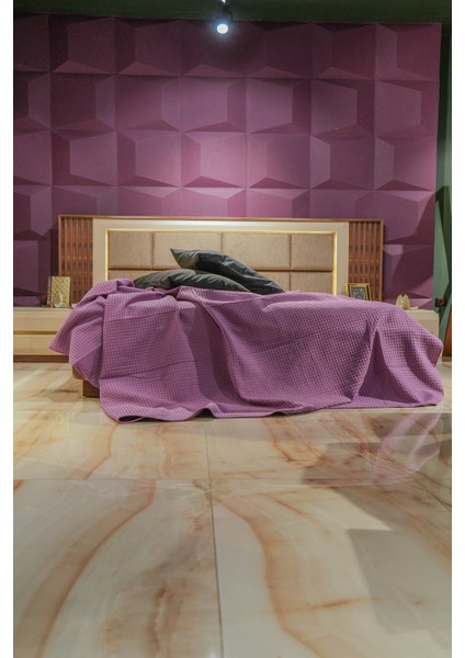 Premium %100 Pamuk Çift Kişilik Yazlık Pike, Yatak Örtüsü,terletmez Kumaş(Mor Renk) (240X200CM) indirimleri