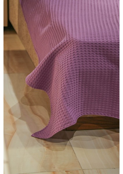 Premium %100 Pamuk Çift Kişilik Yazlık Pike, Yatak Örtüsü,terletmez Kumaş(Mor Renk) (240X200CM)
