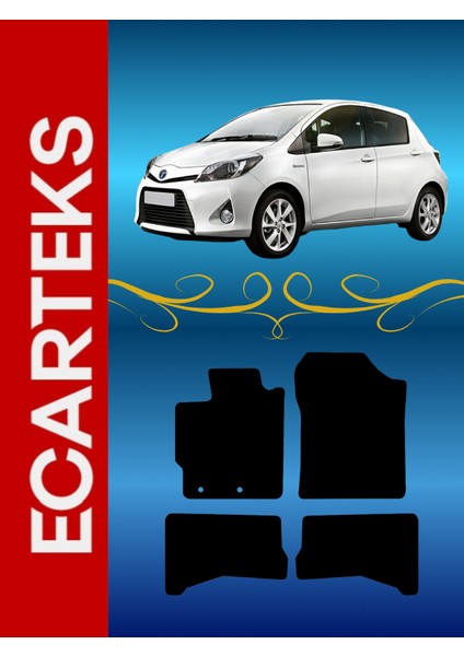 Toyota Yaris XP130 Hibrit Özel Velur Halı Paspas Takımı 2013-2020 (Klipsli-Kaymaz Taban)