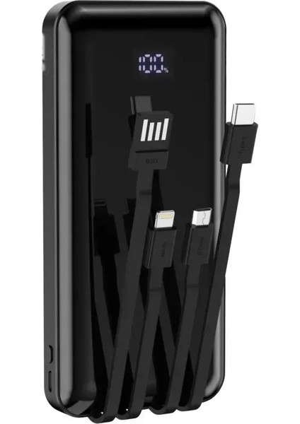 10.000 Mah Çoklu Kablolu Dijital Gösterge Powerbank Şarj Aleti 1x USB Çıkışlı Powebank fiyatları
