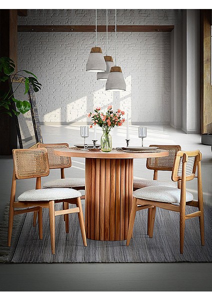 Tetra Iskandinav Natural Ahşap Masa Sandalye Takımı 100X100