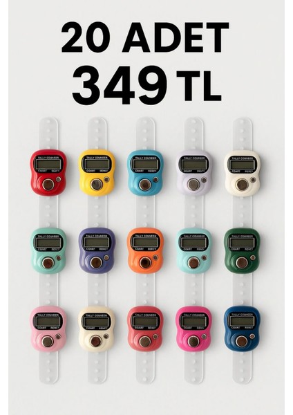 20 Adet - Yüzük Tesbih Zikir Matik Namaz Zikir - Karışık Renk