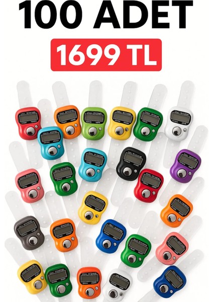 100 Adet - Yüzük Tesbih Zikir Matik Namaz Zikir - Karışık Renk