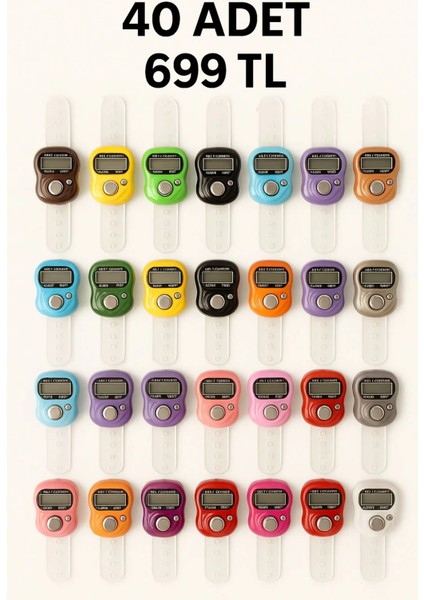 40 Adet - Yüzük Tesbih Zikir Matik Namaz Zikir - Karışık Renk