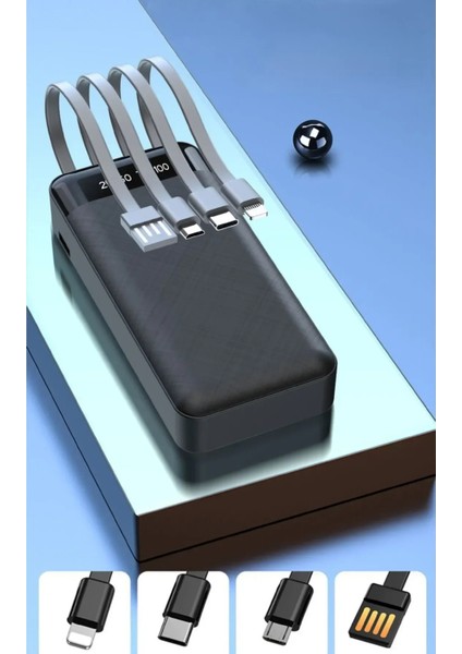 20.000 Mah Çoklu Kablolu Dijital Gösterge Powerbank Şarj Aleti 1x USB Çıkışlı Güç Bankası fiyatları