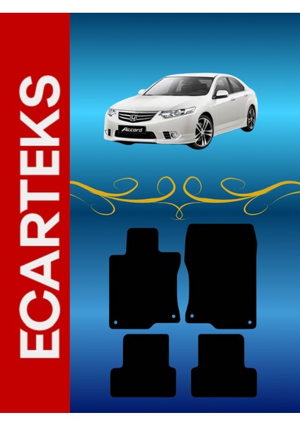 Honda Accord (2008-2017) Uyumlu Velur Kaymaz Taban Klipsli Halı Paspas
