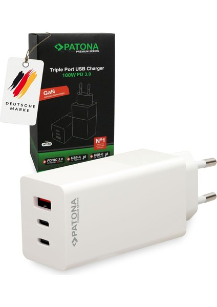 2647 100W GaN Type-C Hızlı Şarj Adaptörü | 3 Port PD 3.0 | MacBook, iPhone, Samsung, Tablet ve Laptop Uyumlu