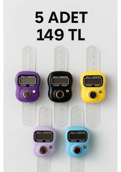 5 Adet - Yüzük Tesbih Zikir Matik Namaz Zikir - Karışık Renk