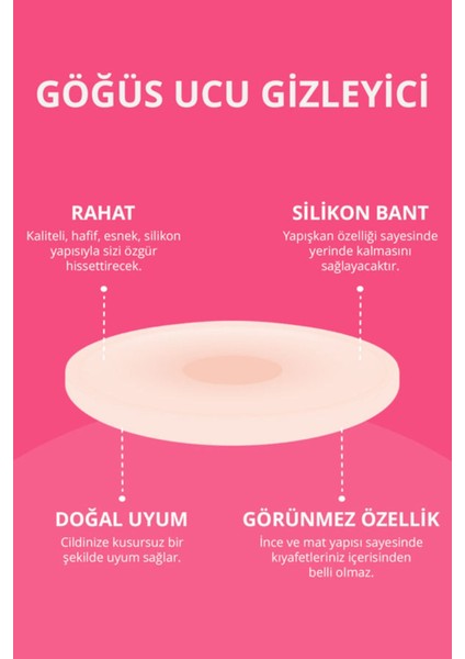 %100 Silikon Göğüs Ucu Kapatıcı - Rahat ve Gizli Kullanım, 2 Adet