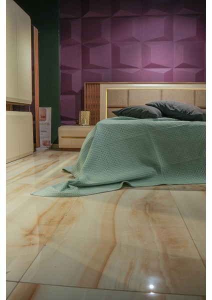 Premium %100 Pamuk Çift Kişilik Yazlık Pike, Yatak Örtüsü,terletmez Kumaş(Nilyeşil Renk) (240X200CM)