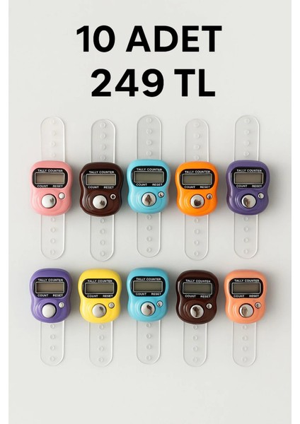 10 Adet - Yüzük Tesbih Zikir Matik Namaz Zikir - Karışık Renk