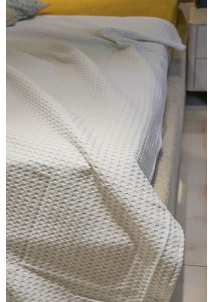 Premium %100 Pamuk Tek Kişilik Yazlık Pike, Yatak Örtüsü, Terletmez Kumaş(Beyaz Renk) (160X240CM)