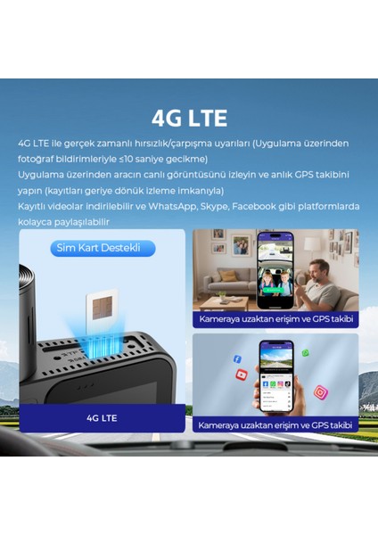 S58 4g Araç Kamerası – 3 Kamera, 4k, Canlı Izleme, Gps, Park Modu, Sos (Xiaomi Ecosystem company) fiyatları