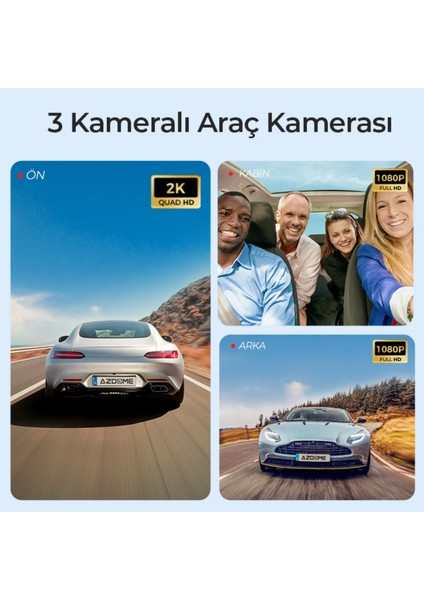 S58 4g Araç Kamerası – 3 Kamera, 4k, Canlı Izleme, Gps, Park Modu, Sos (Xiaomi Ecosystem company)