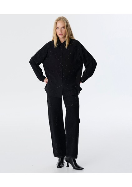 Hotfıx Baskılı Pileli Gömlek TW6250025089001 modelleri