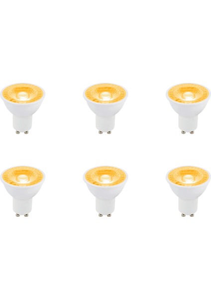 -121/B.AA 6’lı 7W GU10 LED Çanak Ampul Seti Amber Renk Mercekli 540LM Yüksek Verimli Aydınlatma