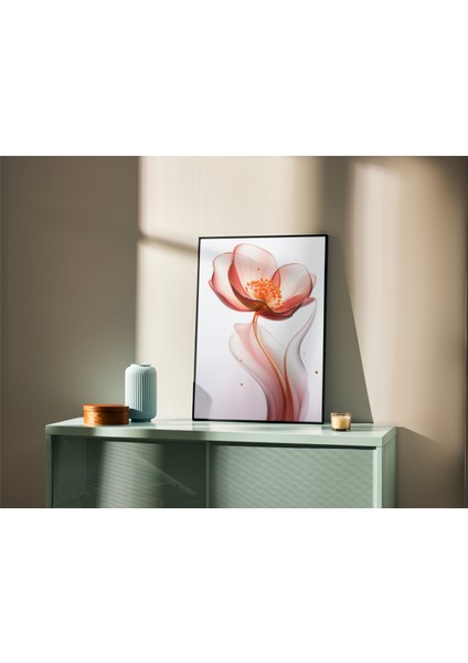 Metal Çerçeveli Gerçek Camlı Tablo, Dijital Baskı, Kırmızı Çiçek Temalı, Salon, Ofis, Oturma Odası fırsatları