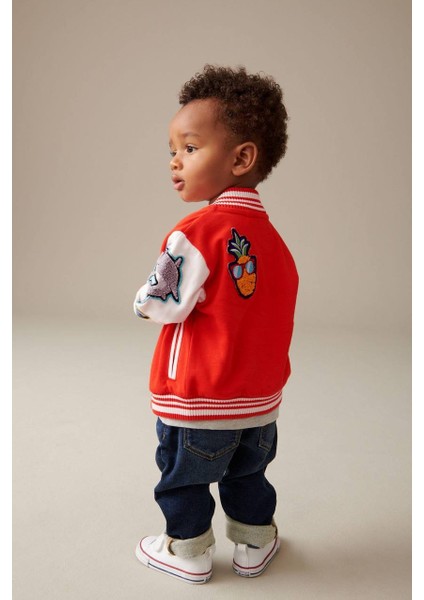 Kolej Tarzı Bomber Ceket – Kırmızı & Beyaz fiyatları