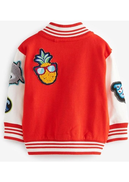 Kolej Tarzı Bomber Ceket – Kırmızı & Beyaz fırsatları